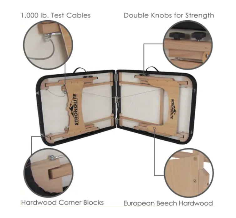 Camilla de Masaje Portátil STRONGLITE™ Shasta – Negra