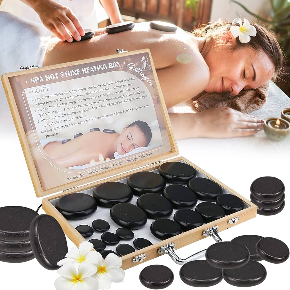 Juego de Piedras Calientes con Calentador – (20 Piezas)