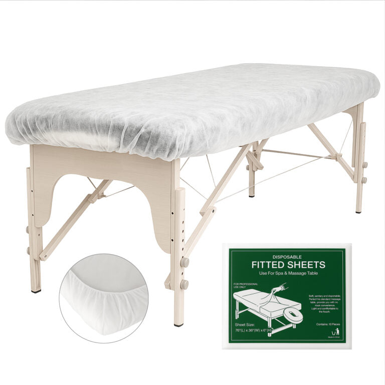 Sábanas Desechables Ajustables para Camillas de Masaje 76″x36″x6″ (Paquete de 10)
